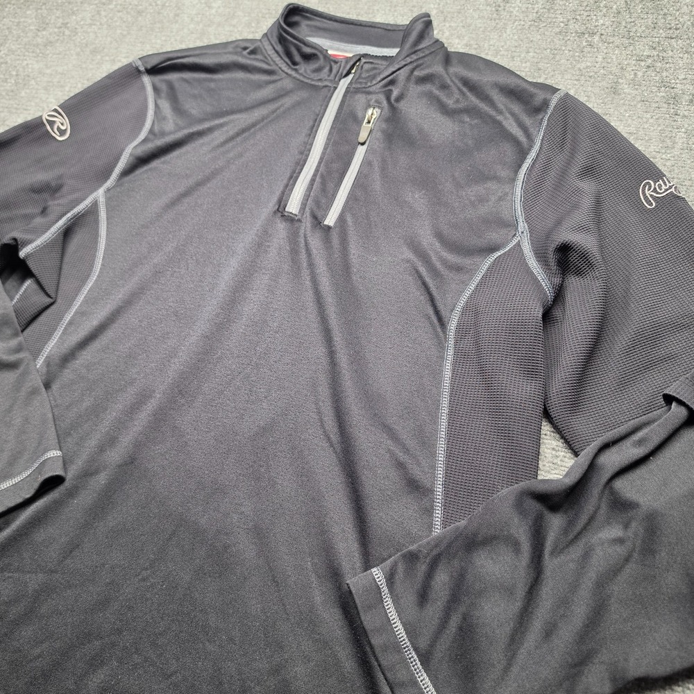 Rawlings Mens XL Gray 1/4 Zip Fleece Pullover Jacket Chest Pocket Baseball